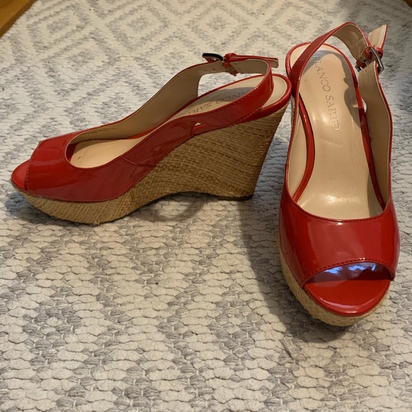 franco sarto red wedges